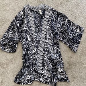 Animal print silk kimono - great as a swim suit cover up